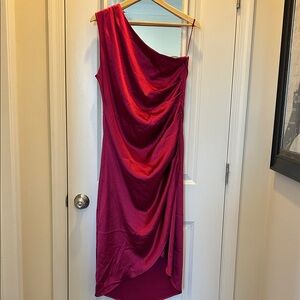 Rachel Zoe One-Shoulder Magenta Dress